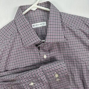 Etro‎ 42 Shirt Mens Medium Purple Plaid Check Button Up Long Sleeve Made Italy
